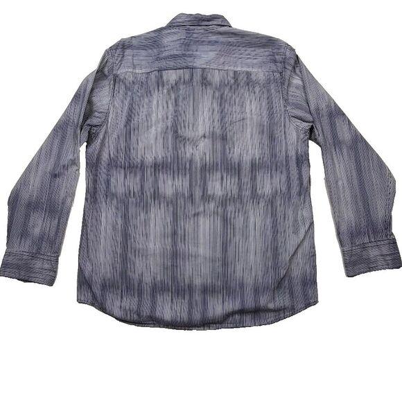 Calvin Klein 100% Cotton Blue/White Striped Long-Sleeve Button-Up Shirt, Large - Picture 2 of 10